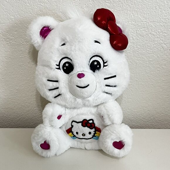 Sanrio Hello Kitty & Friends Care Bears Hello Kitty Loves Cheer Bear Plush 10" - Picture 4 of 12